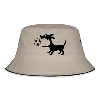 Hund frisst Ball - Bucket Hat - Khaki/Schwarz - Vorne