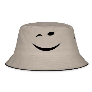 Zwinkersmiley - Bucket Hat - Khaki/Schwarz - Vorne