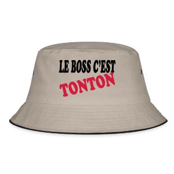 Le boss c'est tonton - Bucket Hat - Khaki/Schwarz - Vorne