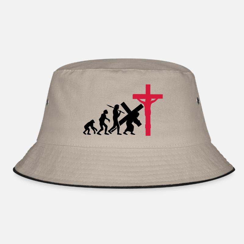 evolution mensch jesus christus glauben kreuz kreu Bucket Hat