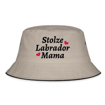 Stolze Labrador Mama - Bucket Hat - Khaki/Schwarz - Vorne