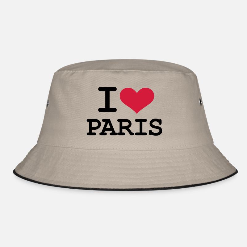 I - love - Paris - Bucket Hat - khaki/black