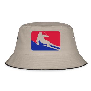 button rahmen schild ski fahren runter berg winter - Bucket Hat - Khaki/Schwarz - Vorne