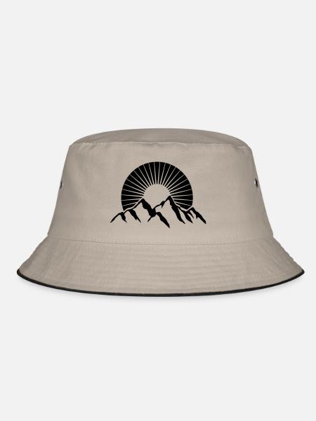 Schöne Berge Mit Sonne - Bucket Hat - Khaki/Schwarz - Vorne