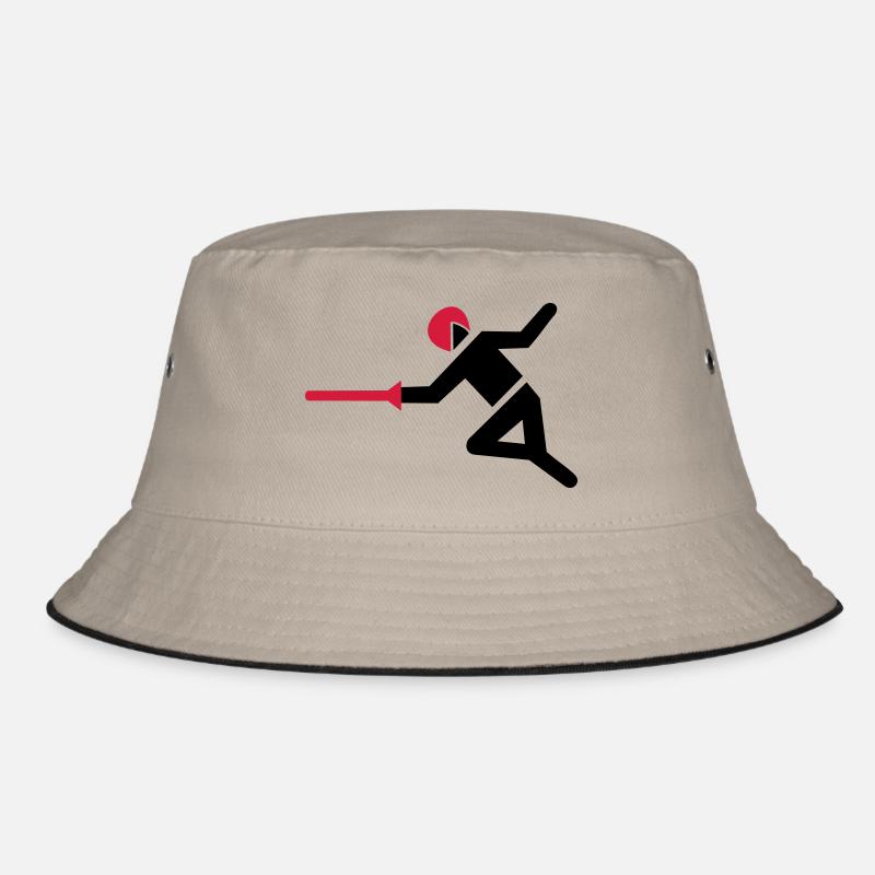 Fechter mit Degen in Angriffsposition - Bucket Hat - Khaki/Schwarz