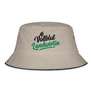 landwirtin vollblut design - Bucket Hat - Khaki/Schwarz - Vorne