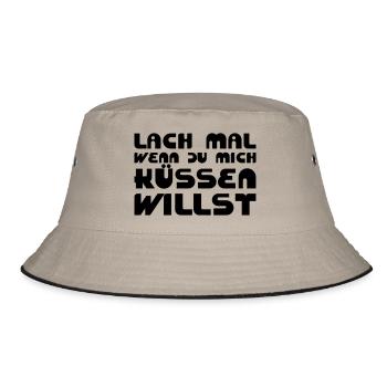 Lach mal, wenn Du mich küssen willst - Bucket Hat - Khaki/Schwarz - Vorne