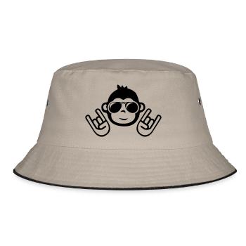 monkey cool party - Bucket Hat - Khaki/Schwarz - Vorne