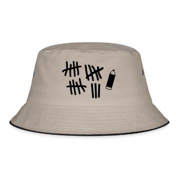 Striche - Stift - Bucket Hat - Khaki/Schwarz - Vorne