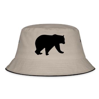 bear design - Bucket Hat - Khaki/Schwarz - Vorne