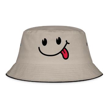 Smiley - Bucket Hat - Khaki/Schwarz - Vorne