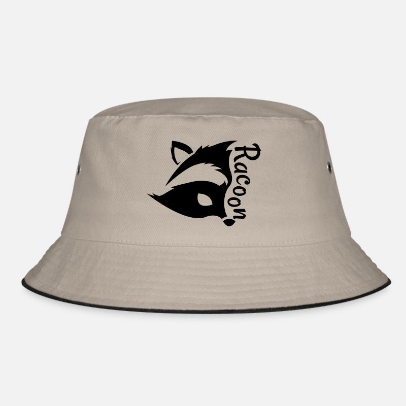 Raccon, Waschbär - Bucket Hat - Khaki/Schwarz