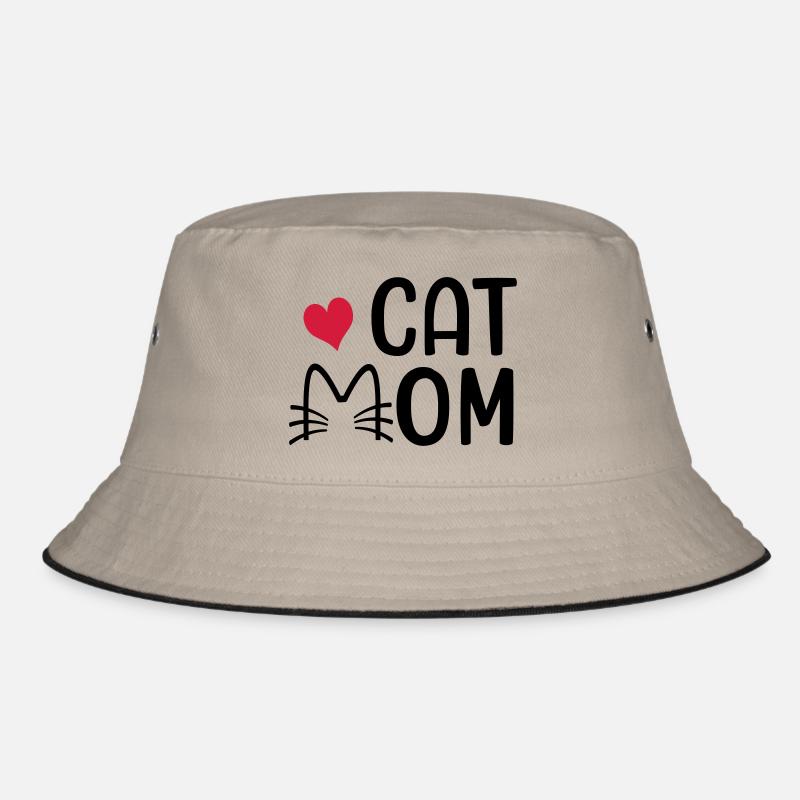 Katzenmama - Bucket Hat - Khaki/Schwarz