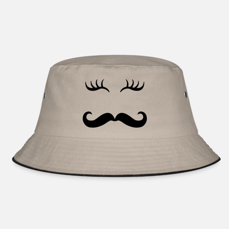 Moustache & Wimpern - Bucket Hat - Khaki/Schwarz