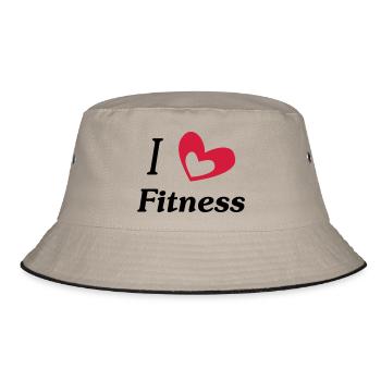 i love fitness - Bucket Hat - Khaki/Schwarz - Vorne