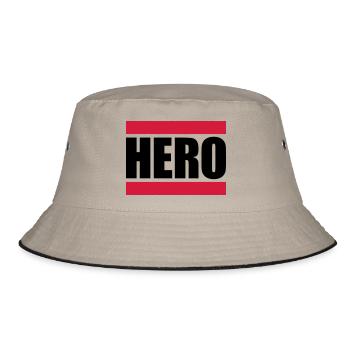 Cool Super Hero Logo Design - Bucket Hat - Khaki/Schwarz - Vorne