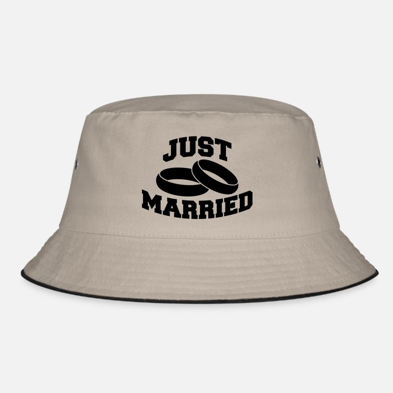 Just Married Rings Logo Design Bucket Hat