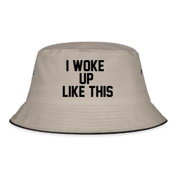 I woke up like this - Bucket Hat - Khaki/Schwarz - Vorne