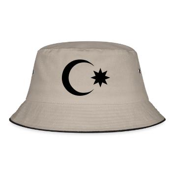 azerbaijan Aserbaidschan Mond und Stern - Bucket Hat - Khaki/Schwarz - Vorne