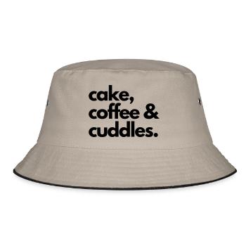 cake coffee and cuddles - claim - Bucket Hat - Khaki/Schwarz - Vorne