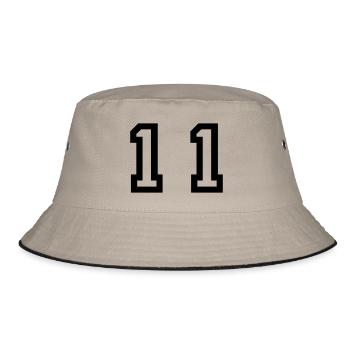 number - 11 - eleven - Bucket Hat - khaki/black - Front