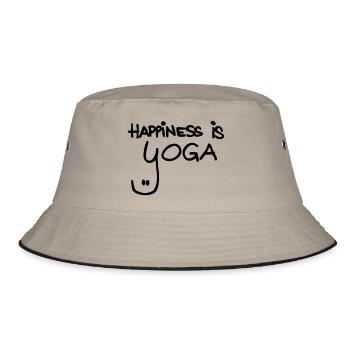 happiness is yoga - Bucket Hat - Khaki/Schwarz - Vorne