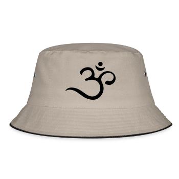 Om Mantra, Symbol, Buddhismus, Yoga, Meditation - Bucket Hat - Khaki/Schwarz - Vorne