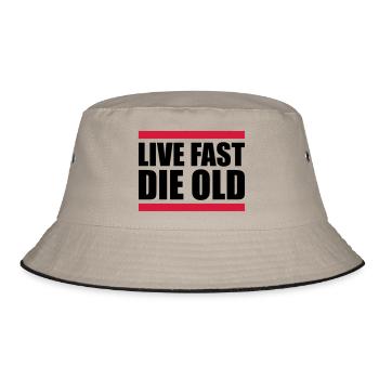 Live Fast Die - Bucket Hat - Khaki/Schwarz - Vorne