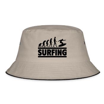 Evolution of surfing: From man to surfer - Bucket Hat - khaki/black - Front