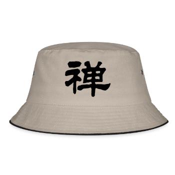 Chinese words: Zen - Bucket Hat - khaki/black - Front