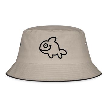 Fish - Fisch - Line - Bucket Hat - Khaki/Schwarz - Vorne