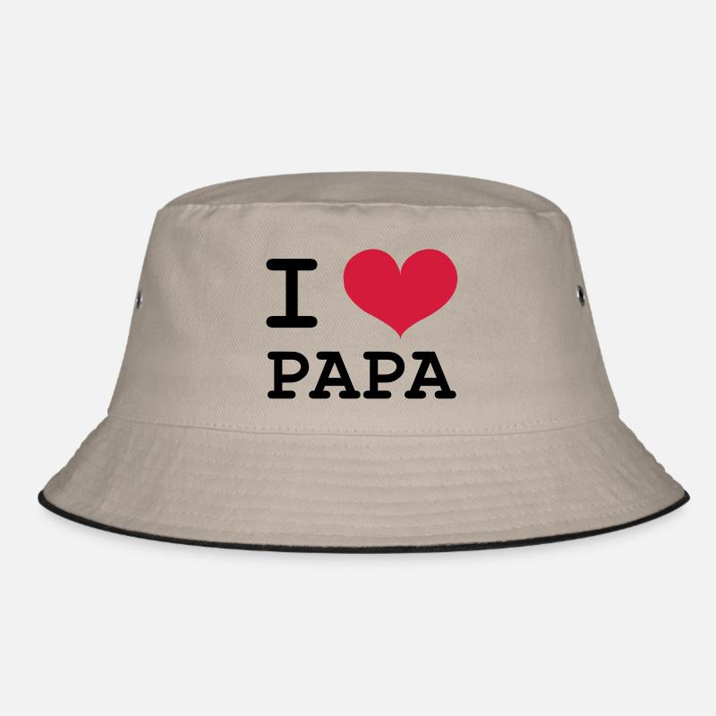 I Love Papa ! - Bucket Hat - Khaki/Schwarz