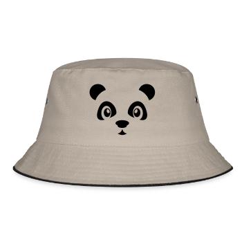 Cute panda bear - Panda bear - Zoo animal - China - Bucket Hat - khaki/black - Front
