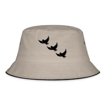 birds - Bucket Hat - Khaki/Schwarz - Vorne