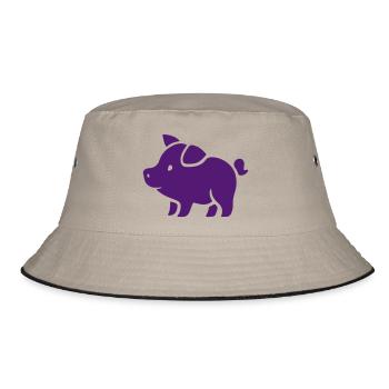 Schweinchen Pink Sau Eber - Bucket Hat - Khaki/Schwarz - Vorne