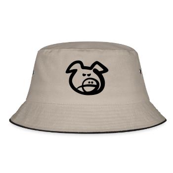 Schweinekopf (Vektor) - Bucket Hat - Khaki/Schwarz - Vorne