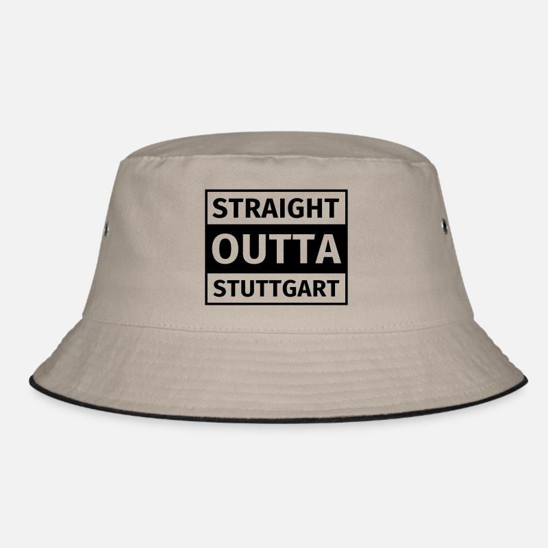 Straight Outta Stuttgart - Bucket Hat - Khaki/Schwarz