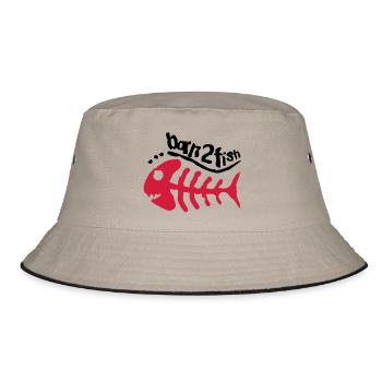 born_2_fish_red_f2 - Bucket Hat - Khaki/Schwarz - Vorne