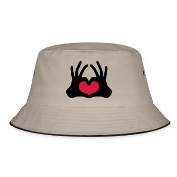 form umriss 2 haende paar team hand zeichen halbes - Bucket Hat - Khaki/Schwarz - Vorne
