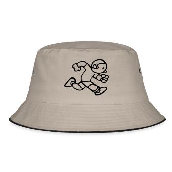 drawing running jogging run funny vintage - Bucket Hat - khaki/black - Front