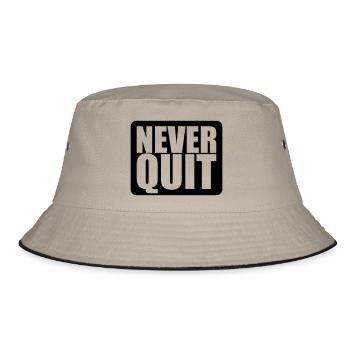 logo never quit button winner stars winner sport - Bucket Hat - khaki/black - Front