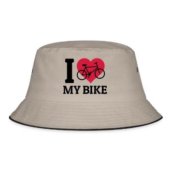 I love my bike - Bucket Hat - Khaki/Schwarz - Vorne