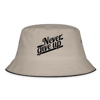 never give up erfolgreich logo durchhalten design - Bucket Hat - Khaki/Schwarz - Vorne