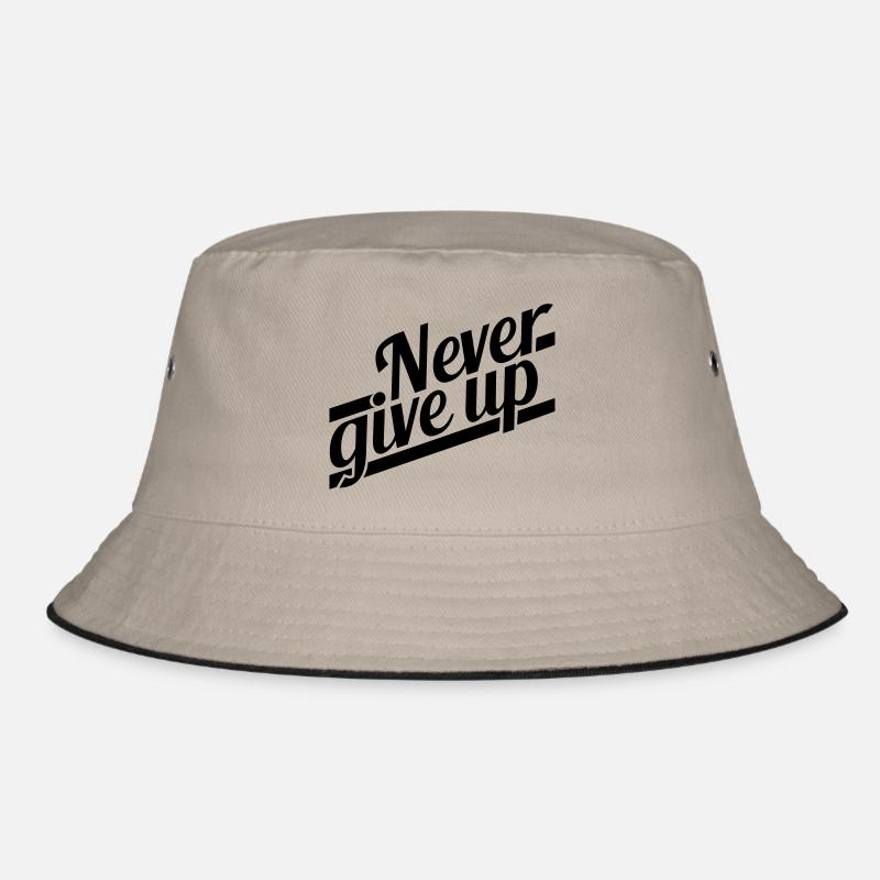 Never Give Up Successful Logo - Bucket Hat - khaki/black