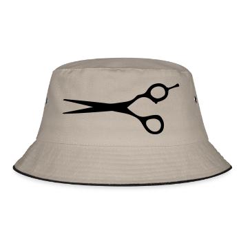 schere friseur friseur friseur zeichnung - Bucket Hat - Khaki/Schwarz - Vorne
