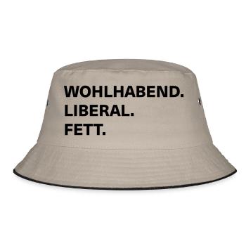 wealthy liberal fat - Bucket Hat - khaki/black - Front