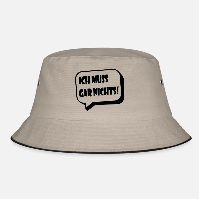 Ich muss gar nichts! / lustiger Spruch - Bucket Hat - Khaki/Schwarz