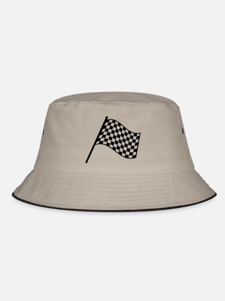 ziel_flagge_f1 - Bucket Hat - Khaki/Schwarz - Vorne
