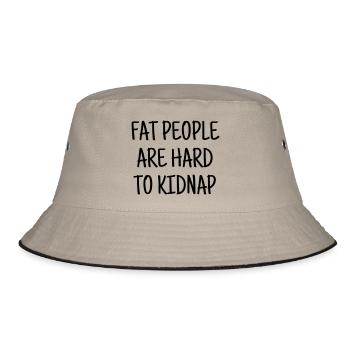 Fat - Chubby - Sport - Diet - Humor - Plump - Joke - Bucket Hat - khaki/black - Front
