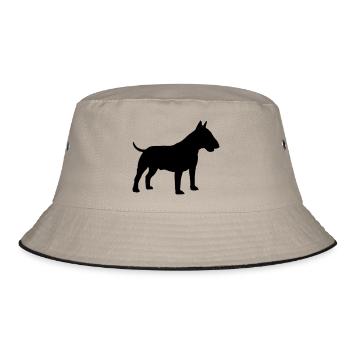 bullterrier silhouette dog - Bucket Hat - Khaki/Schwarz - Vorne